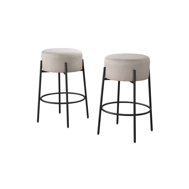 LuXeo Danica Bar Stool Black Steel Legs with Upholstered Seat (Set of 2)