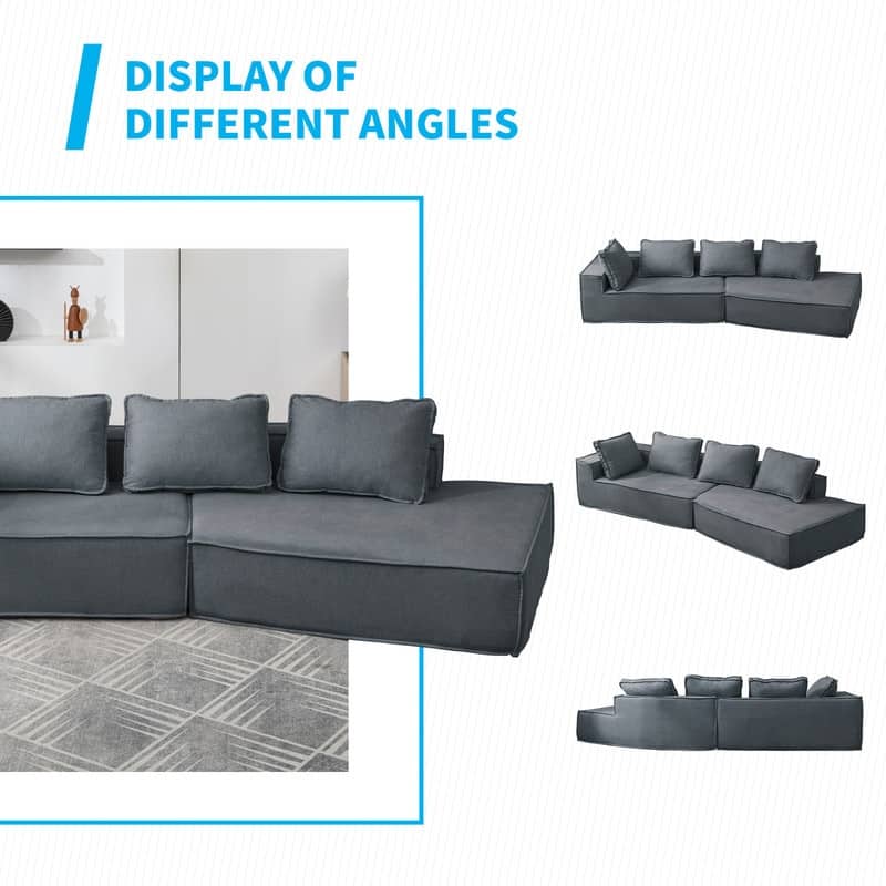 Mixoy 122" 2-Pieces Convertible Sectional Sofa,Oversized Sleeper Couch,Curved Modern Sofas for Living Room