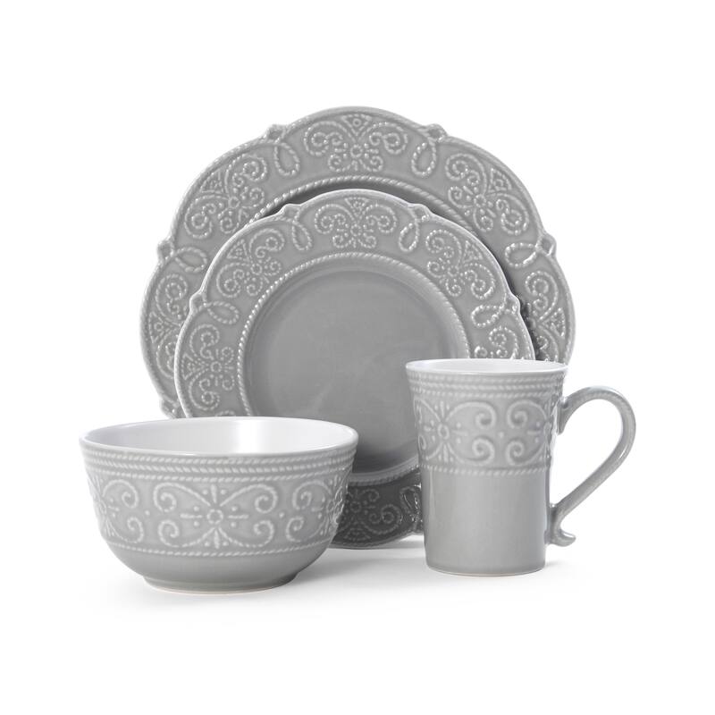 Pfaltzgraff Abby Gray 16-Piece Dinnerware Set, Service for 4