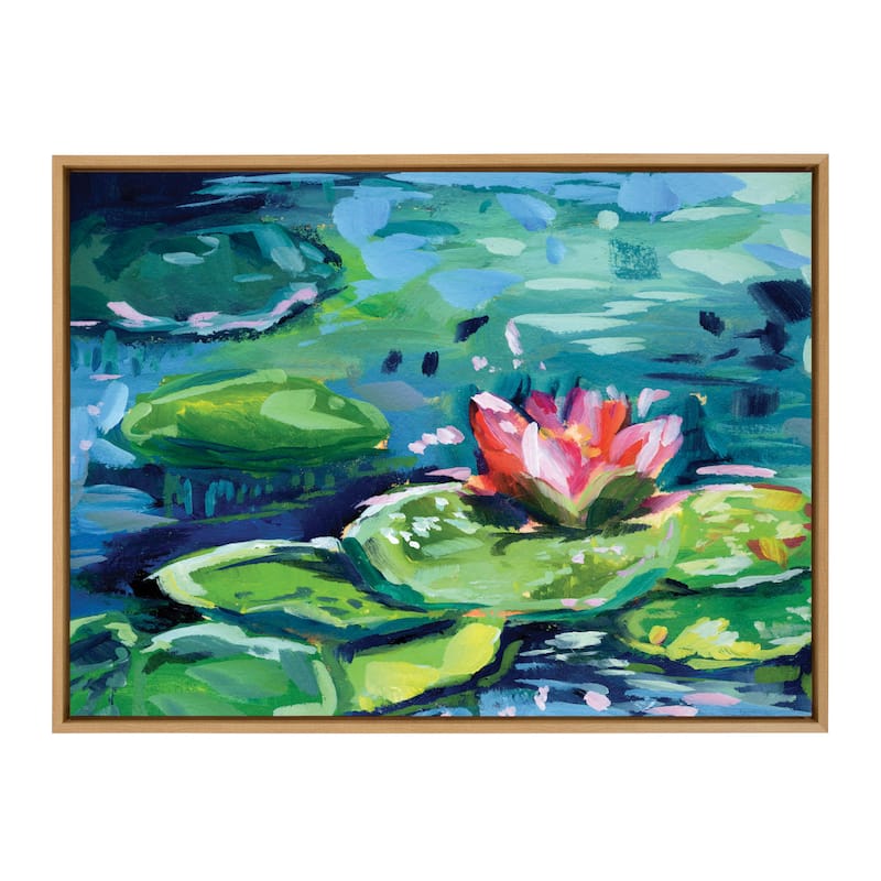 Kate and Laurel Sylvie Lily Pad Framed Canvas by Rachel Christopoulos