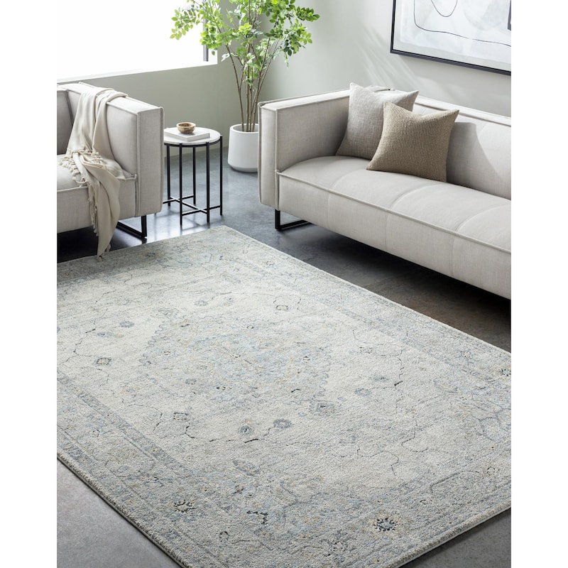 Livabliss Avellino Traditional Medallion Area Rug - Light Grey - 9' 2" x 12'