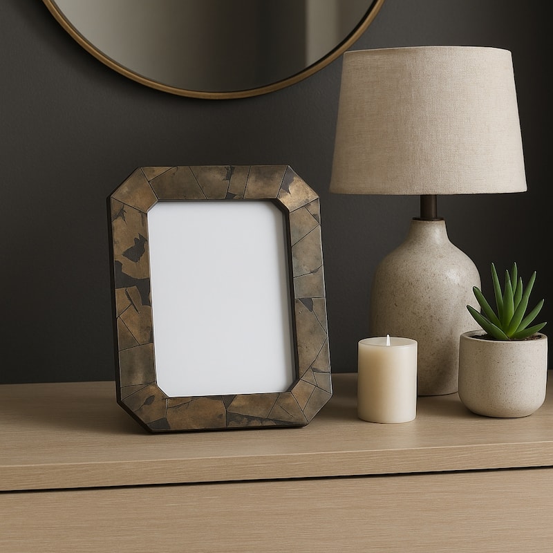 Decorative Antiqued Metal Photo Frame - Brown