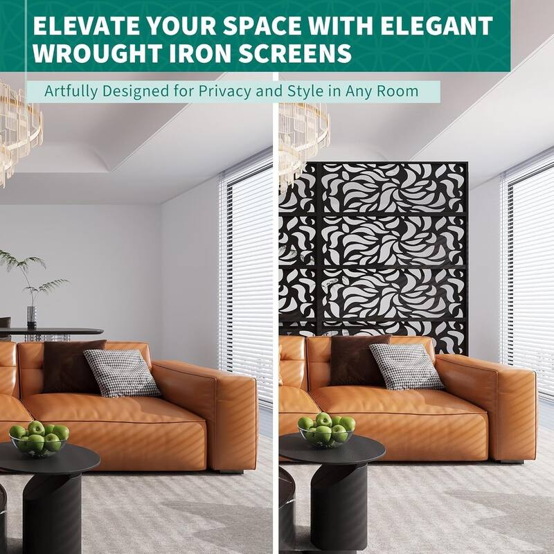 1 Pc Freestanding Decorative Metal Privacy Screen Outdoor with Stand for Balcony, Flower