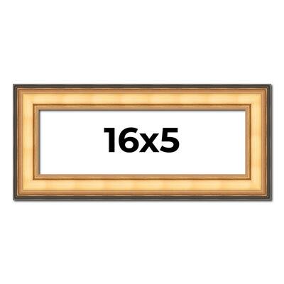 16x5 Frame Gold Plein Aire Solid Wood Picture Frame Width 2 Inches |