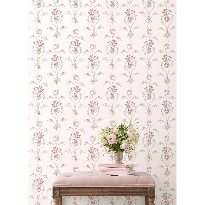 LoveShackFancy Rose Cheeks Party Pink Floral Cluster Wallpaper