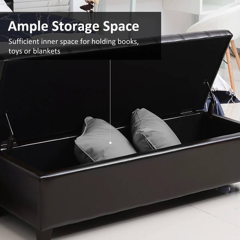 51" Ottoman Storage Bench, Faux Leather Storage Chest with Lift Top