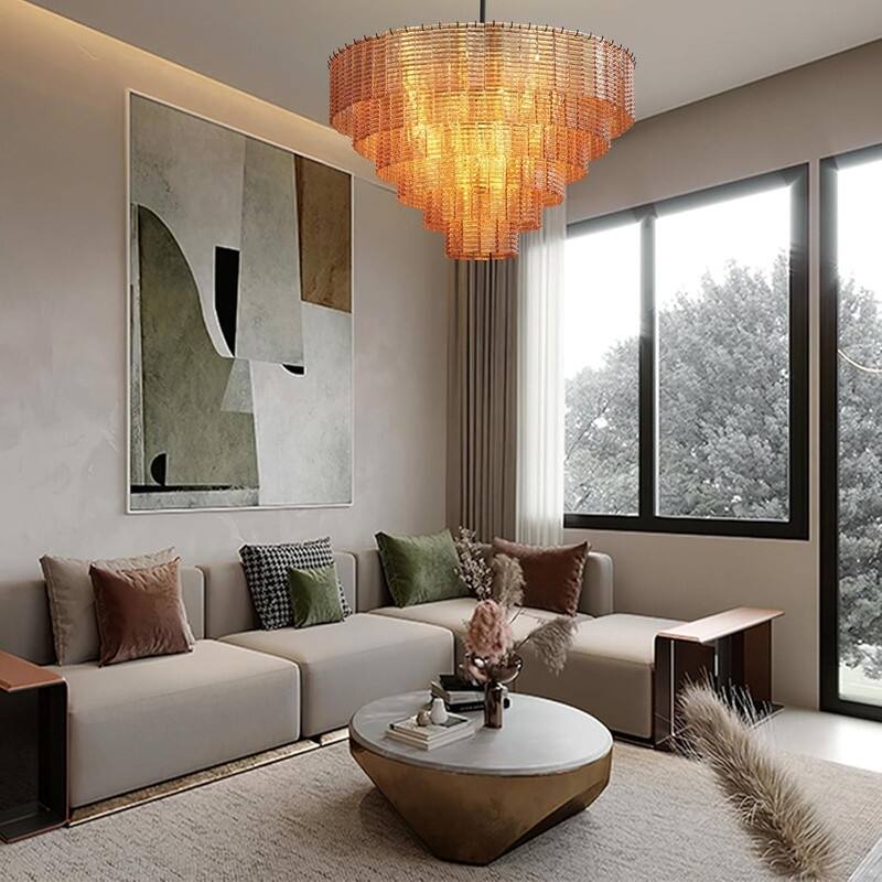 Modern Chandelier, 41 in. 9-Light Black & 59 in. 11-Light Gold Options for Dining Room, Living Room, Foyer, Bedroom