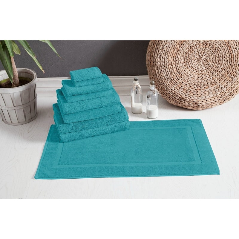 CTT %100 Turkish Cotton Towel Set 8 or 9 Pcs Quick Dry and Absorbent - 9 Piece - Aqua