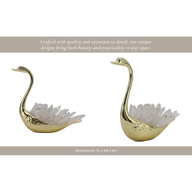 Metal Sitting Swan Sculpture with Tall Neck Elegant Home Decor
