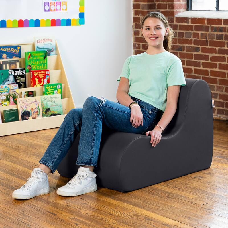Midtown Foam Classroom Chair, Medium Size - For Elementary to Middle School Kids - Premium Vinyl - Royal Blue