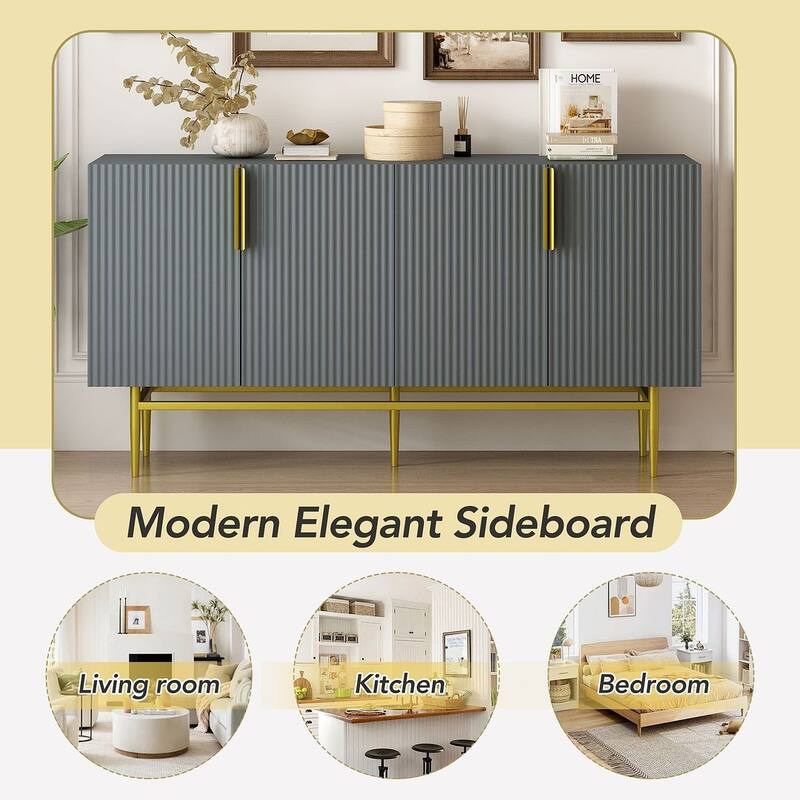 60" Modern Elegant 4-Door Cabinet Buffet/Sideboard