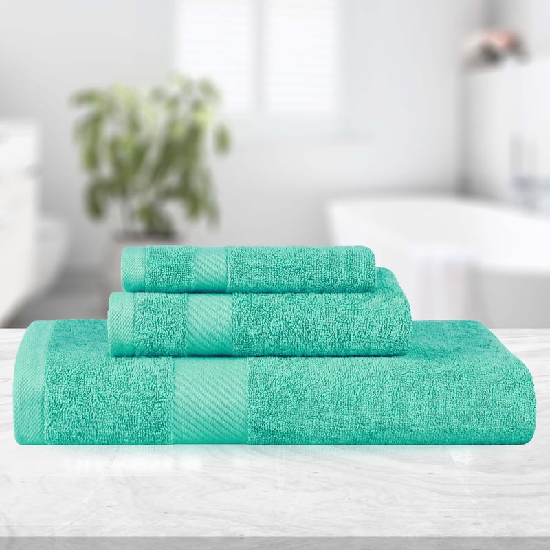 Luxury Egyptian Cotton Solid 3 Piece Bath Towel Set by Superior - Sea Green