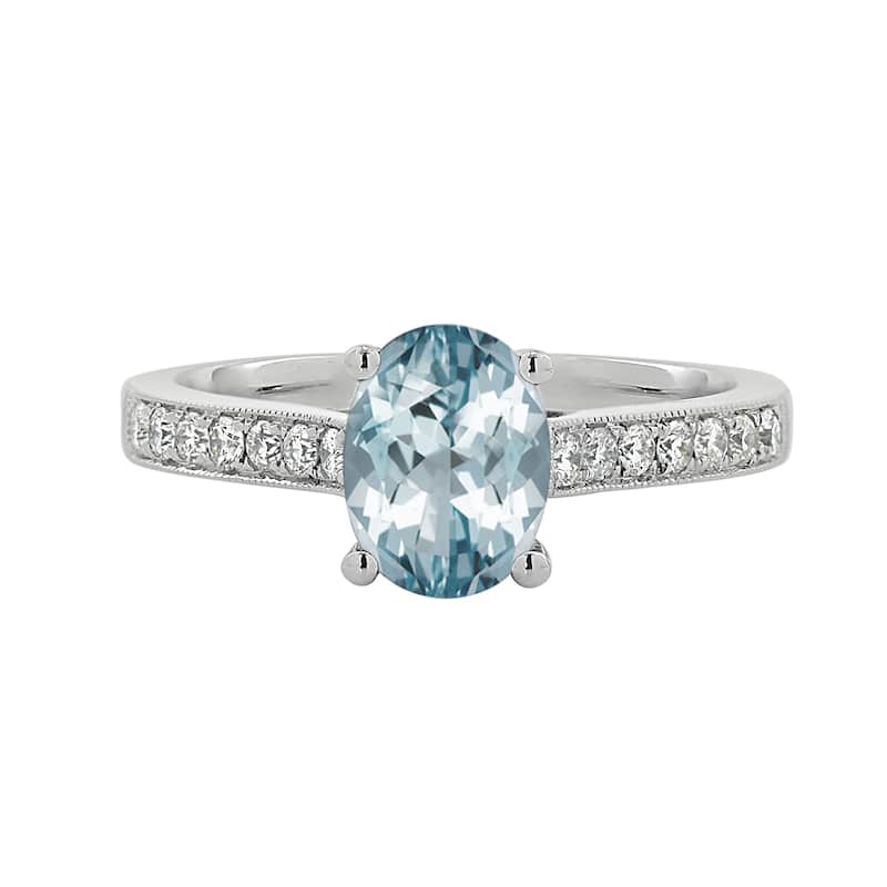 Auriya 3/4ct Fancy Oval Aquamarine and Diamond Engagement Ring 1/4ctw 14k Gold
