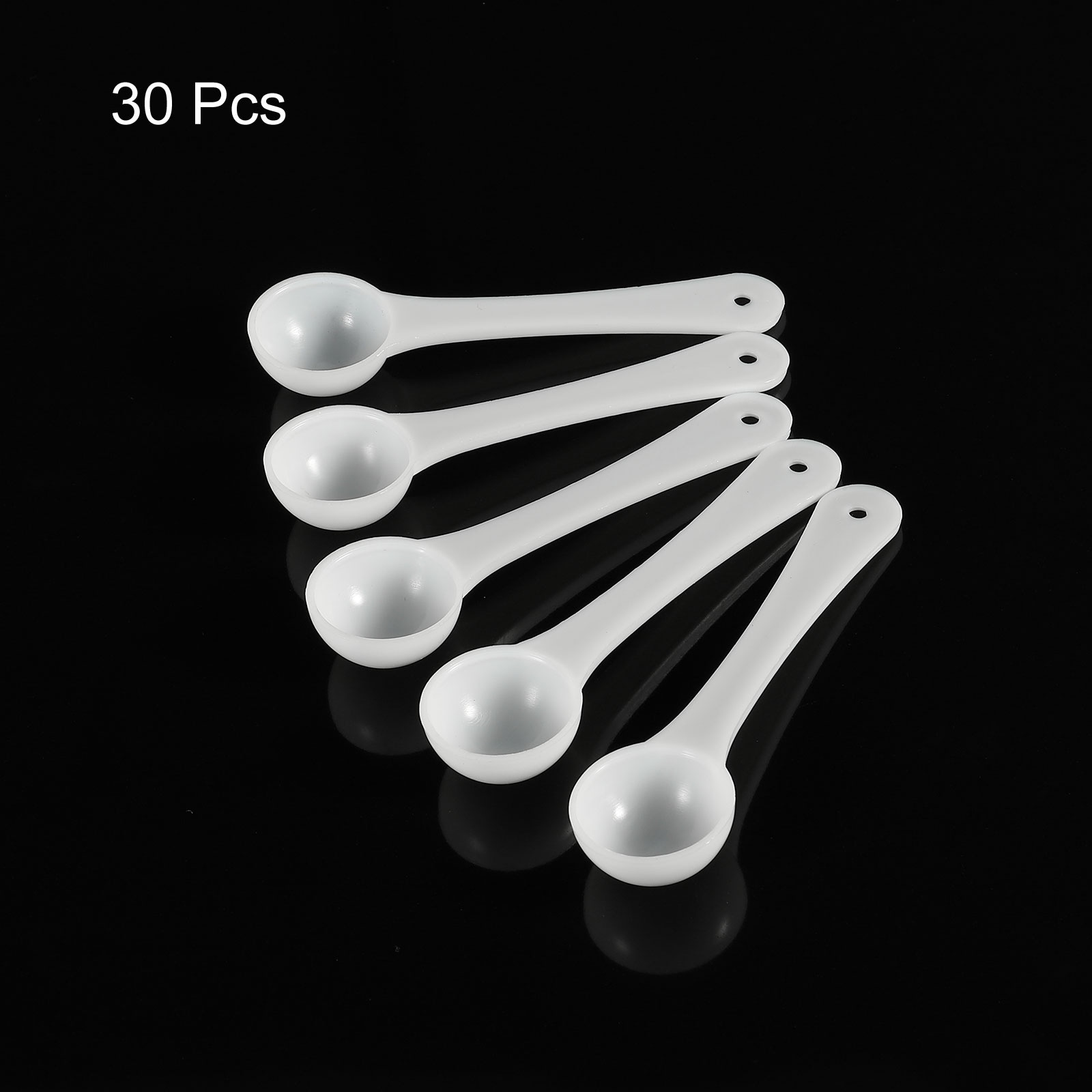 Micro Spoons 1 Gram Measuring Scoop Round Bottom W Hanging Hole 30pcs - White