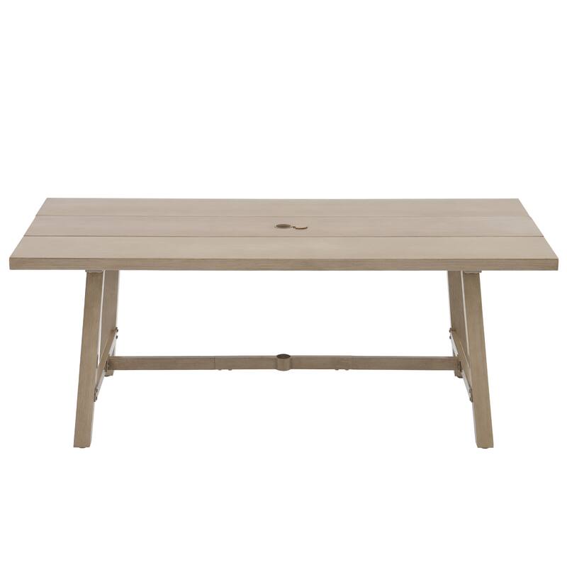 Aluminum Outdoor Dining Table with Umbrella Hole, Weather-Resistant Patio Table for Backyard, Garden, Poolside, and Balcony