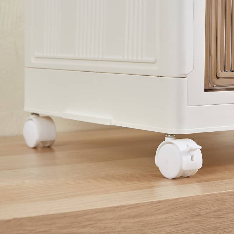 VECELO Storage Bins with Lid Stackable Storage Bins with Wheels & Folding Plastic Storage Boxes 3/4/5 Set