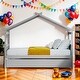 preview thumbnail 1 of 52, Twin Size Wooden House Platform Bed with Twin Size Trundle Grey