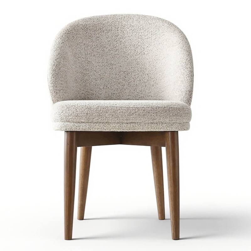 Upholstered Barrel Dining Chair With Walnut Legs (Set of 2)