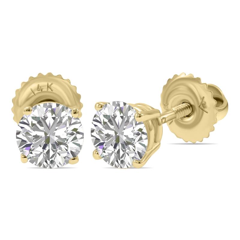 Marquee Lab Grown 1.25 Carat Total Weight Diamond Solitaire Earrings in 14K Yellow Gold
