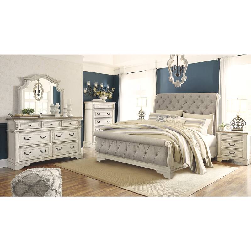 Signature Design by Ashley Realyn White/Gray Sleigh Bed