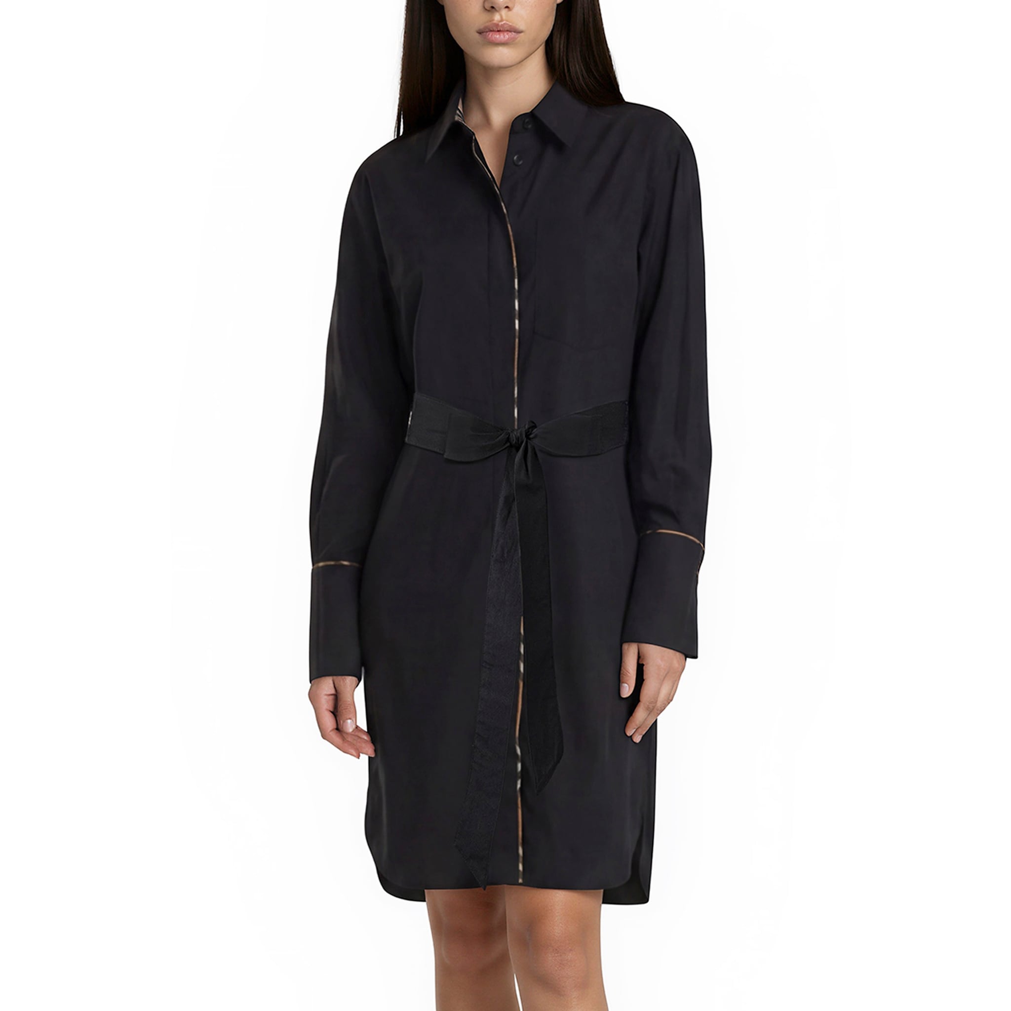 Burberry Ivery Belted Shirt Dress - Overstock - 43205143