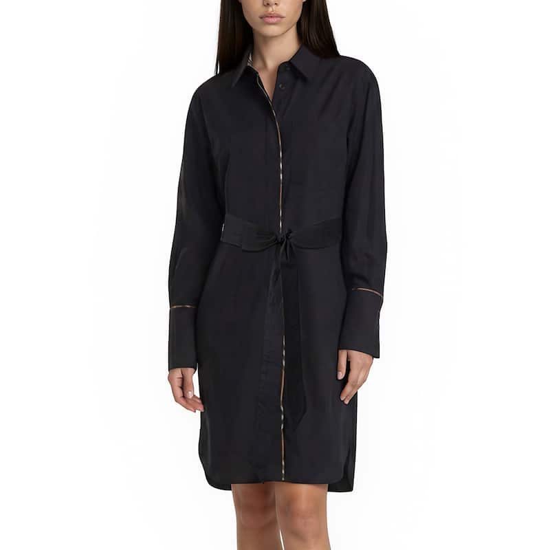 burberry black dress shirt W) Burberry Button Up 3/4 Sleeve Shirt Black main image 1