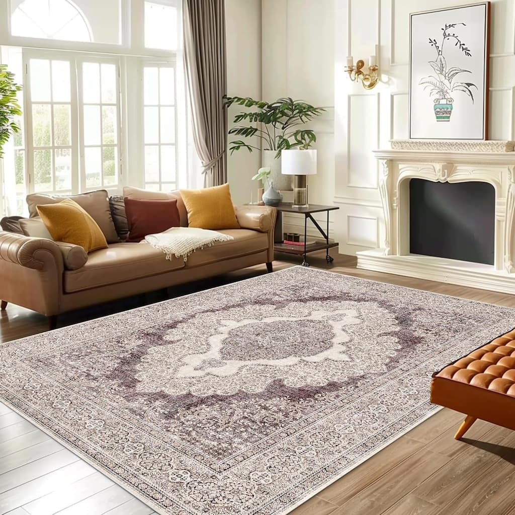 Mcow Boho Distressed Medallion Ultra-Thin Machine-Washable Area Rug - 8' x 10'