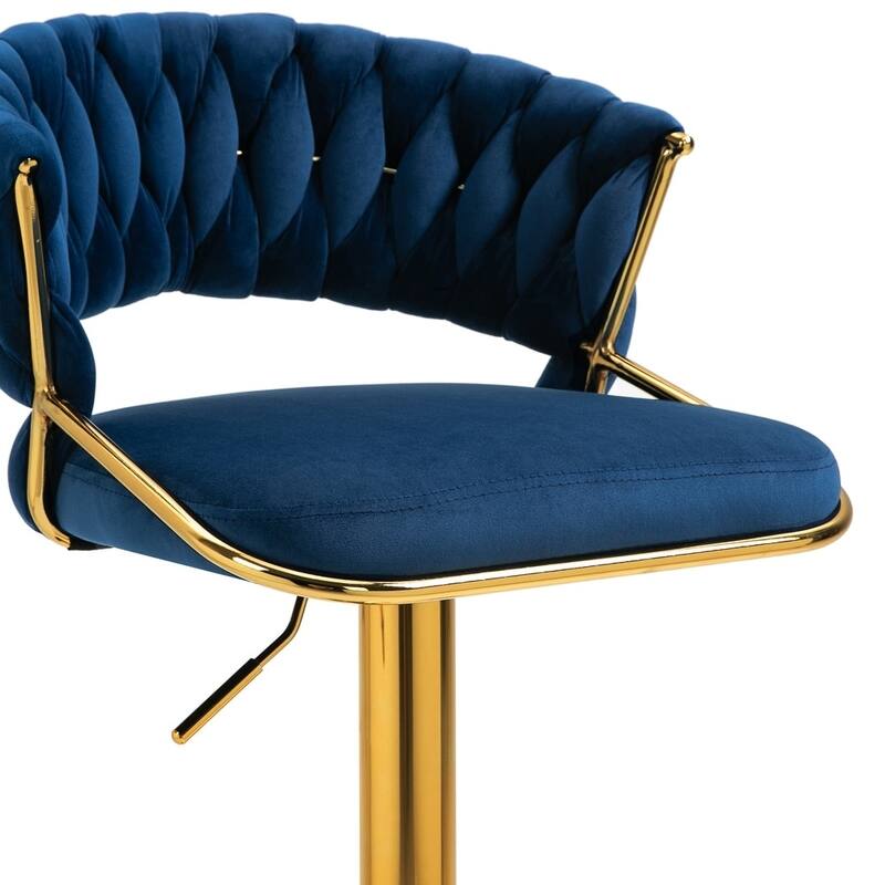 2/4 Set Velvet Adjustable Counter Stools Swivel Bar Stools With Backs - 24"-33"