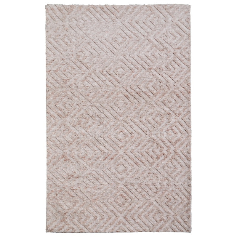 Grand Bazaar Oliena Machine Made Diamond Modern Area Rug - 2' x 3' - Pink/Ivory