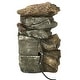 preview thumbnail 13 of 13, Sunnydaze Tiered Rock and Log Tabletop Fountain with LED Lights - 10.5-Inch