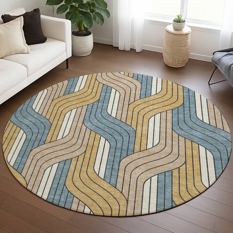 Machine Washable Indoor/ Outdoor Modern Pathway Chantille Rug