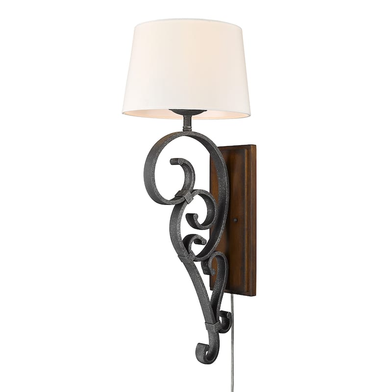 Madera Large 1 Light Wall Sconce (Plug-in or Hardwire) - Black Iron