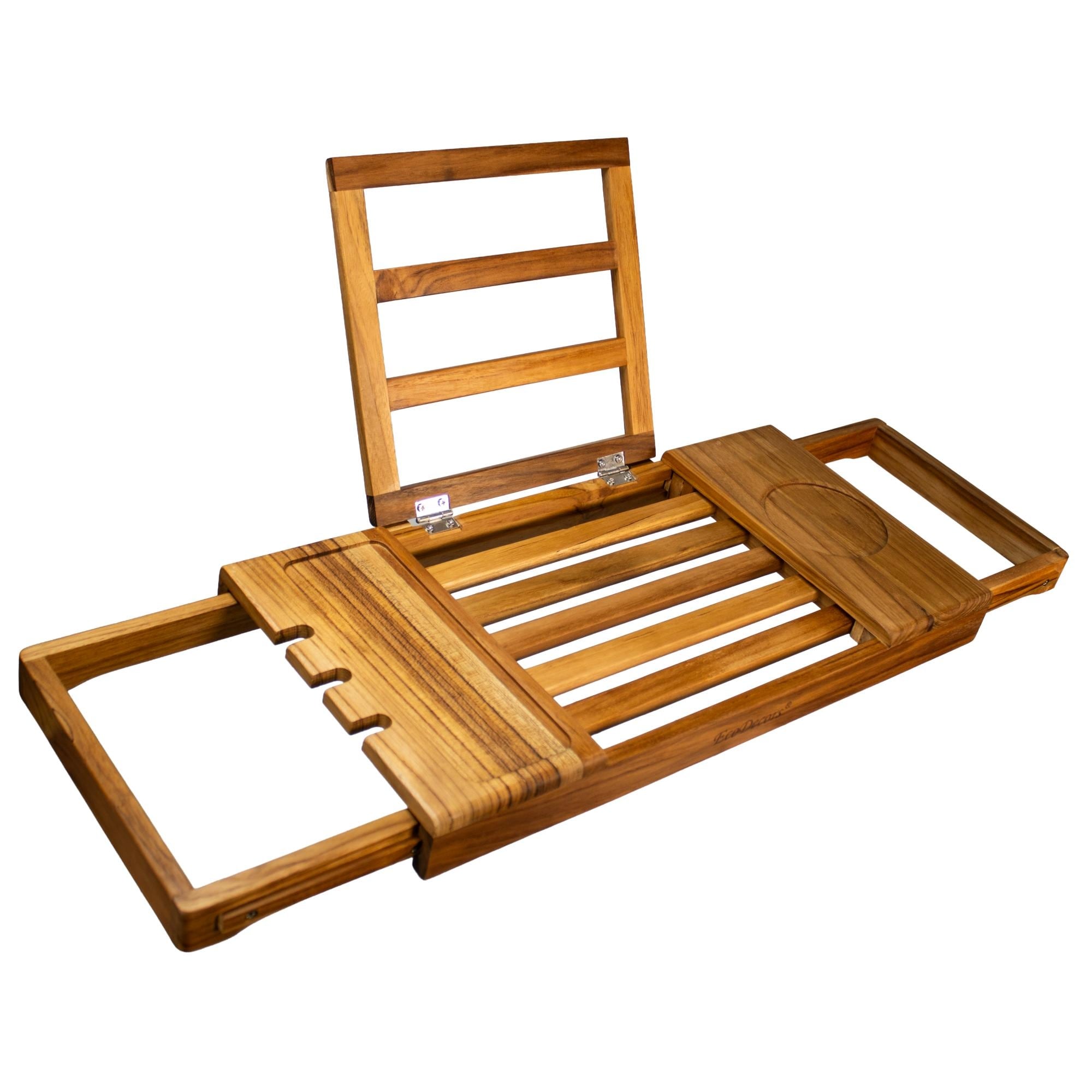EcoDecors Expandable Teak Bathtub Tray Caddy Bath Tub Tray Waterproof