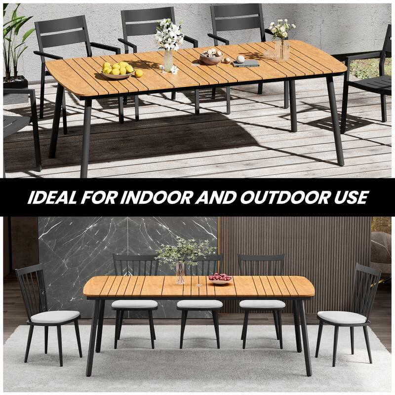 Outdoor Patio Dining Table Rectangular Aluminum Outdoor Table for 6/8/10 Person