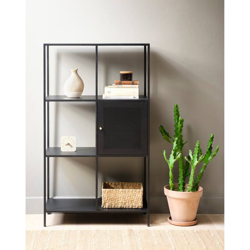 Rye Studio Malina Modern Metal Storage Display Bookcase - 1-Door