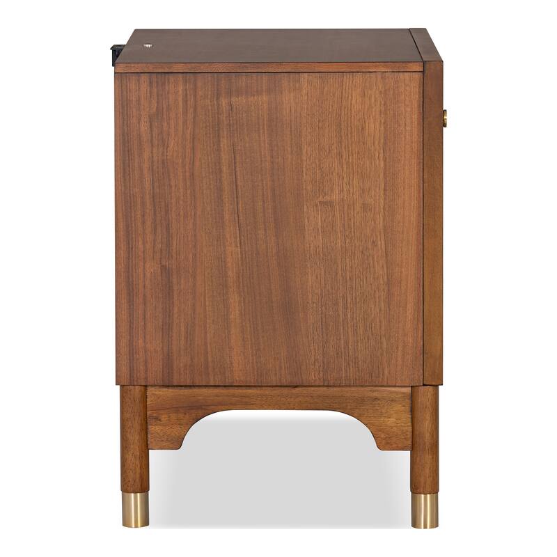 Furniture of America Forma Mid-Century Modern 3-Piece Walnut Solid Wood Storage Platform Bedroom Set