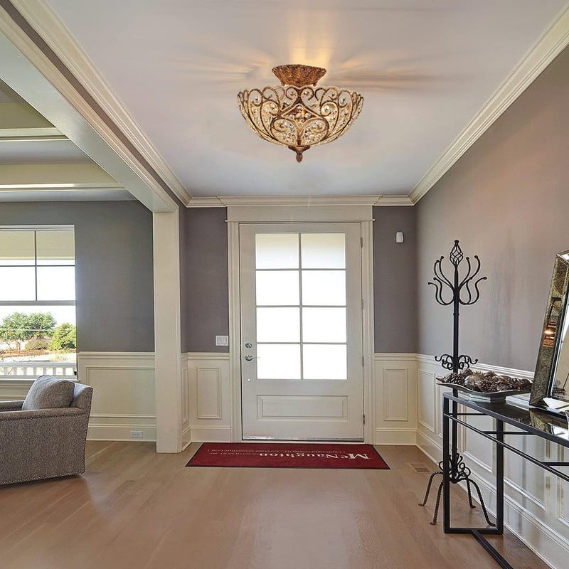 4 Lights bulbs light bronze ceiling light aluminum, Crystal bedroom ceiling fixtures - N/A