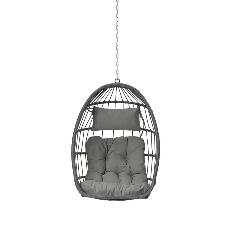 GDFStudio - Penelope Outdoor Rattan Egg Swing Chair for Relaxed and Stylish Garden Lounging