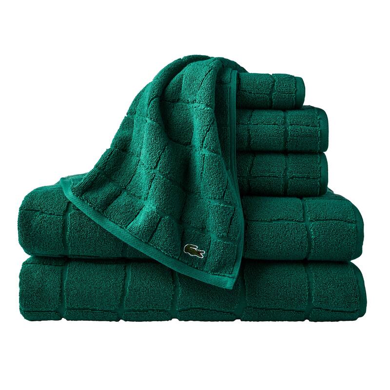 Lacoste Croc Scale Cotton Bath Towel, Hand Towel, and Washcloth