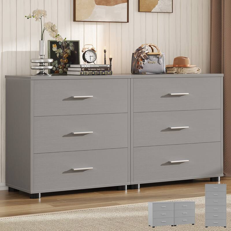 2-Pack Dressers with 6 Storage Drawers, Closet Organizers for Bedroom and Walk-in Closet