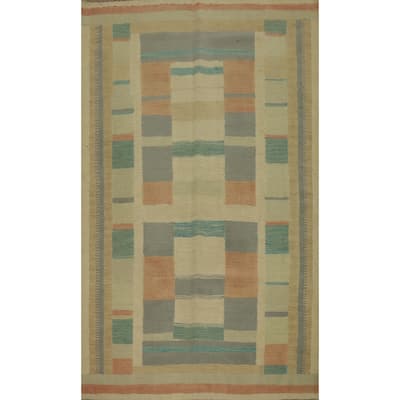 Hand Woven Oriental 100% Wool Carpet Southwestern Modern Multi-Colored Kilim Area Rug - 5' 8'' X 4' 0''