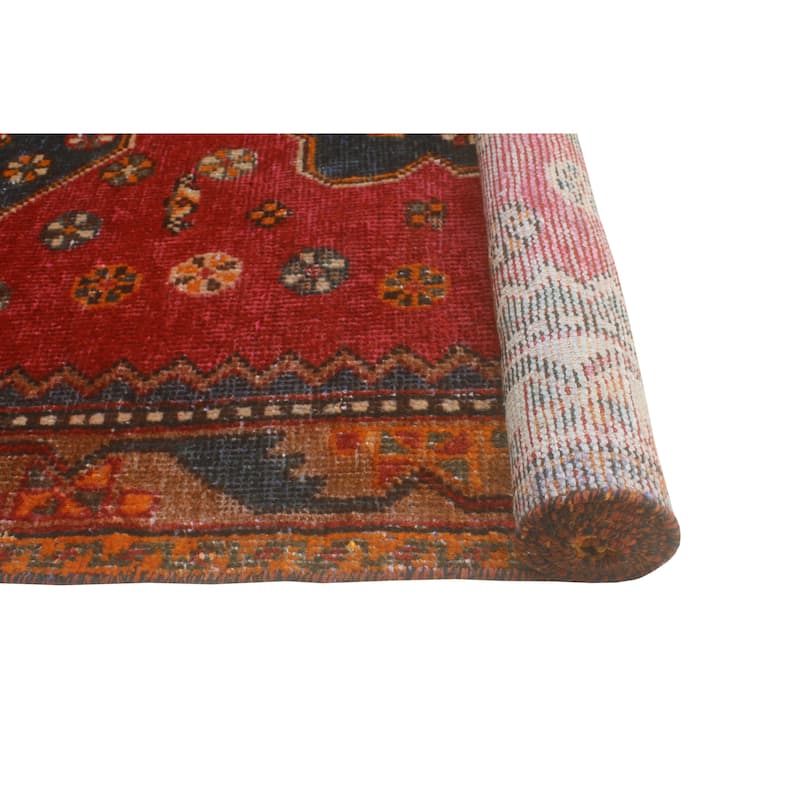 Fine Vintage Distressed Dagobert Red/Charcoal Rug - 4'0" x 6'8"