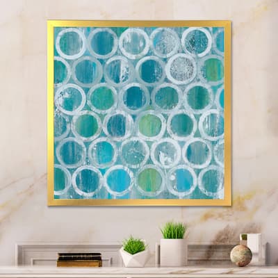 Designart "Natural Blue Circle" Modern & Contemporary Premium Framed Art Print