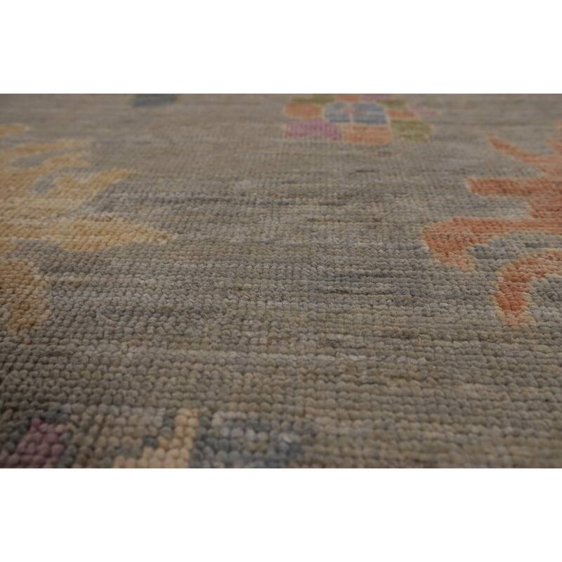 Oushak Turkish Large Area Rug Floral Hand-Knotted Wool Carpet - 10'1"x 14'0"