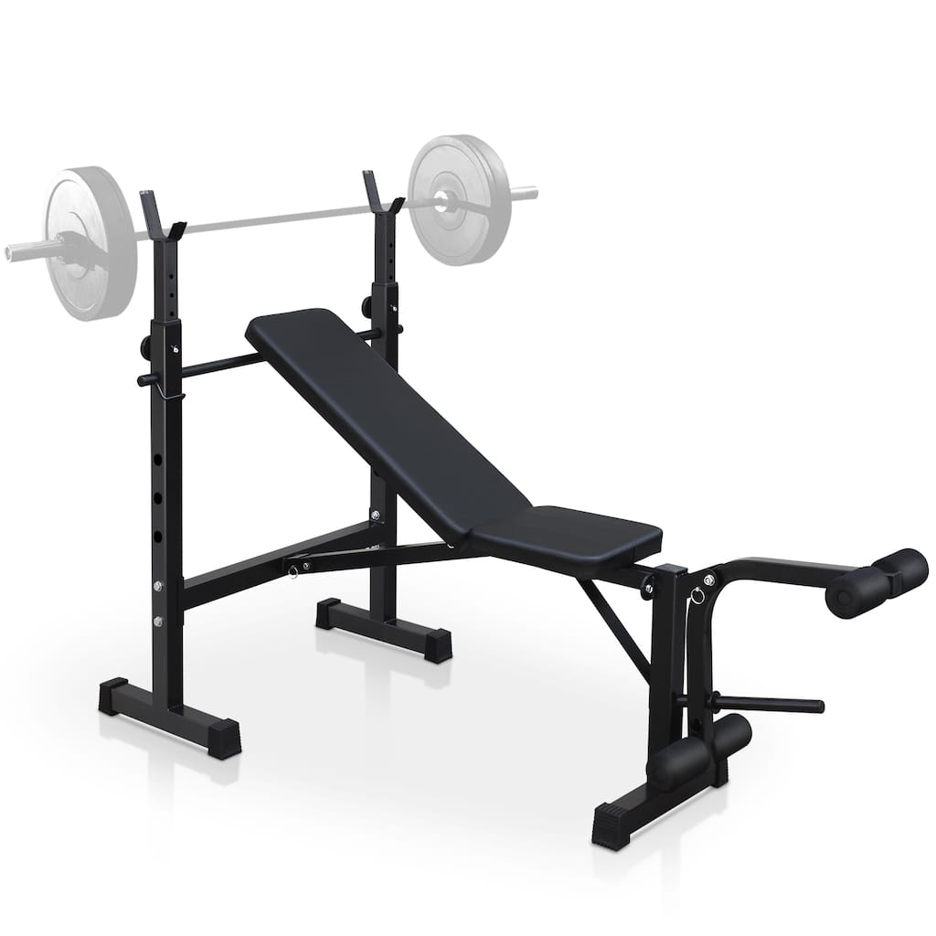 Roomfitters Olympic Weight Bench with Squat Rack, Adjustable Bench Press Set for Home Gym Full-Body Workout, Black