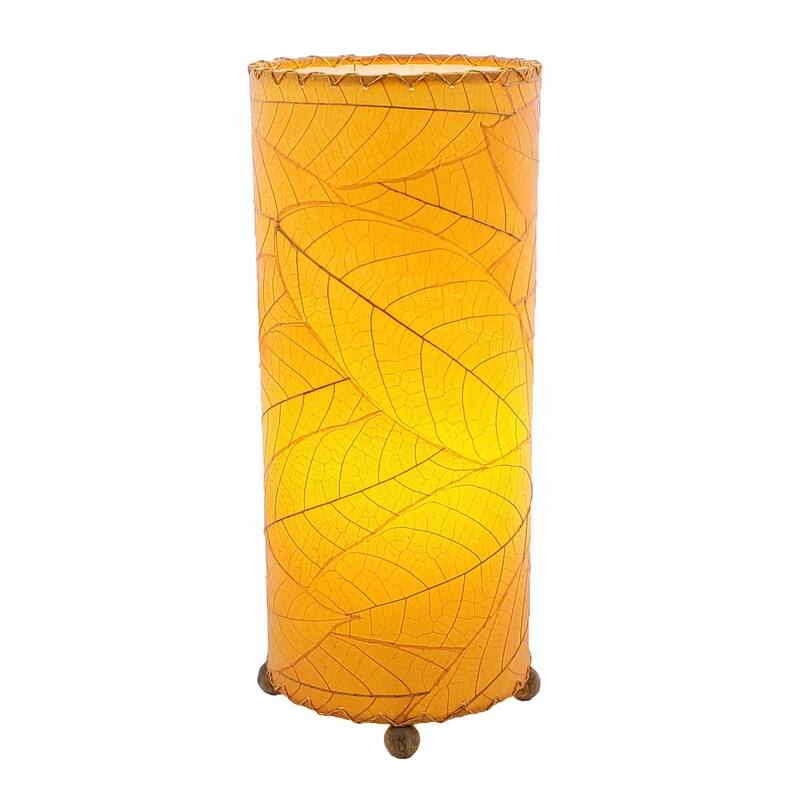 Eangee Handmade Cocoa Leaf Cylinder Table Lamp, Cocoa Leaves Shade, 7 x 7 x 17 in.
