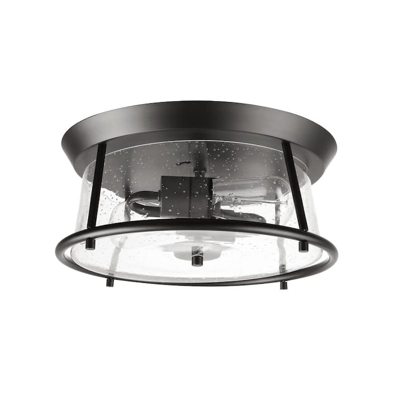 Globe Electric 91000497 Donny 2 Light 13" Wide Flush Mount Drum - Matte Black