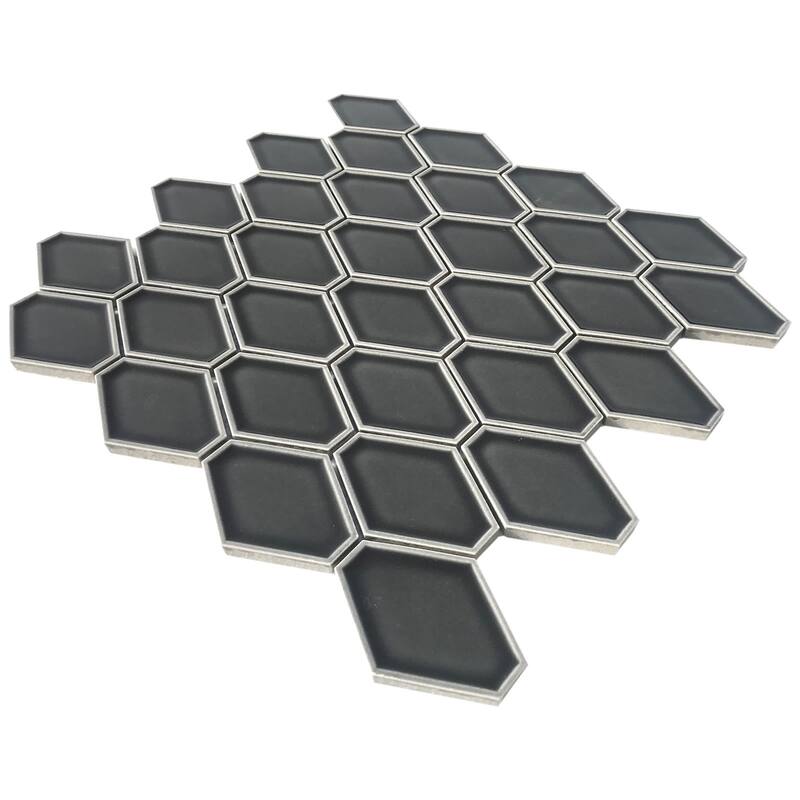 Century Clipped Diamond Porcelain Mosaic Tile - 5 Sheets (5.10 sf) - Black