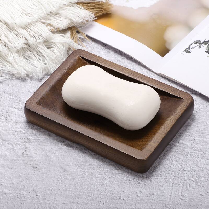 Portable Square Soap Dish for Bathroom Kitchen 5.43"x3.78"x0.83" Deep Brown 1 Pc - Deep Brown