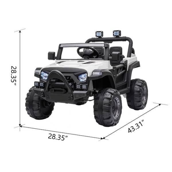 dimension image slide 0 of 2, 12V Motorized Off-Road Kids Car with 2.4G Remote Control, LED Lights, and Suspension